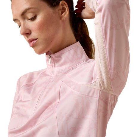 Ariat Women's Sunstopper 3.0 1/4 Zip Baselayer #colour_sepia-rose-horse-park