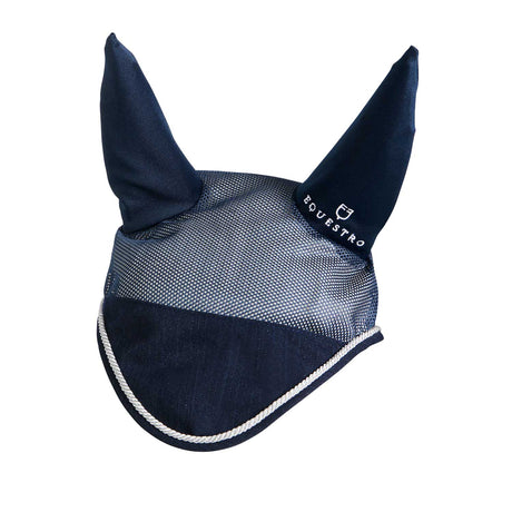 Equestro Cotton Fly Veil And Perforated Mesh Fabric #colour_blue