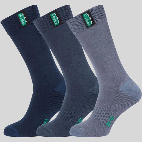 Cotton Work Socks Navy Multi (3 pack) - Mid Length