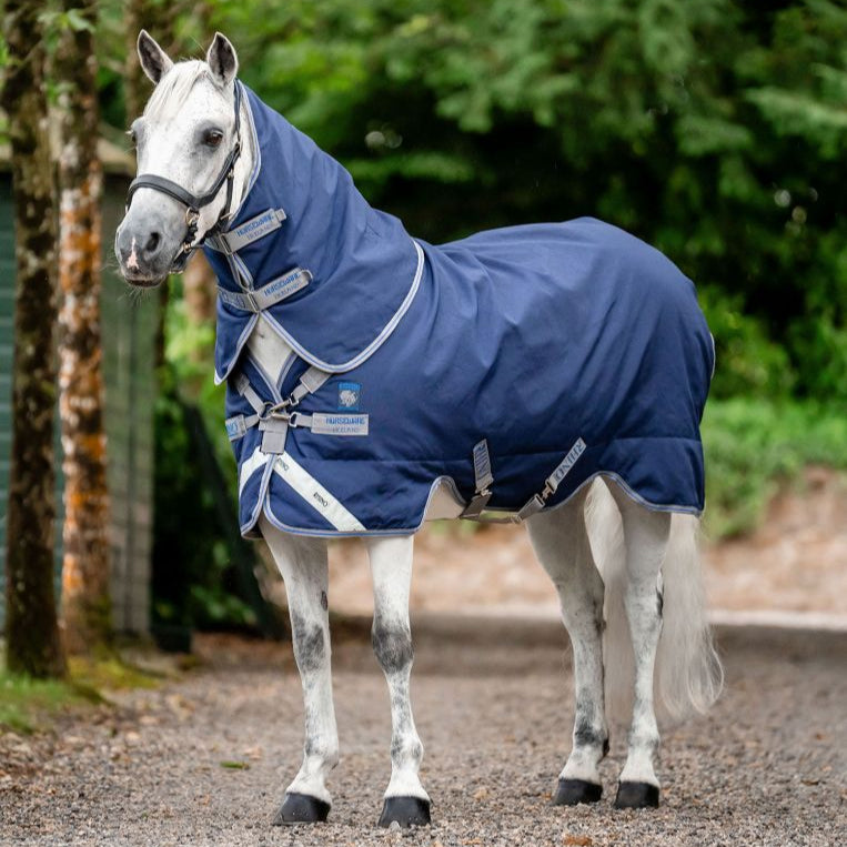 Horseware Ireland Rhino Plus Pony 100g Turnout Rug #colour_navy-titanium grey-classic blue