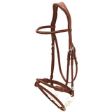 Stubben 2700 Pro-Jump Rope Noseband with Leather Snaffle Bridle #colour_redwood-redwood