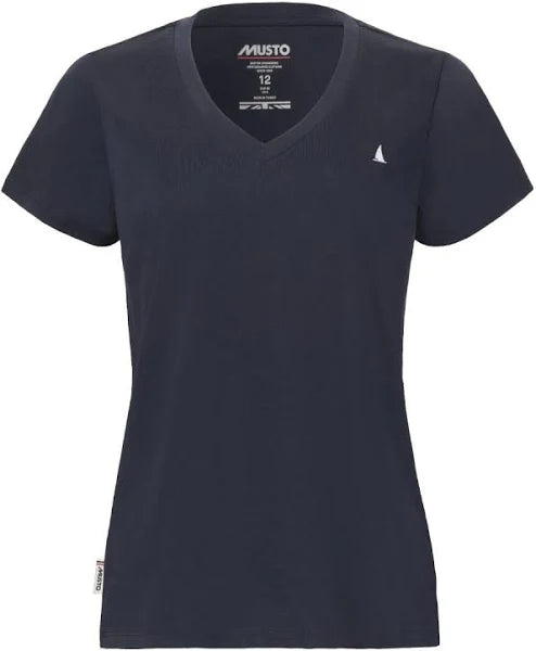 Musto Women's Original V Neck Short Sleeved T-Shirt #colour_navy