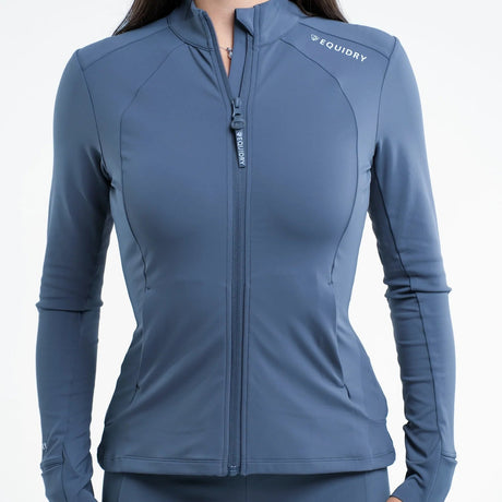 EQUIDRY Women's Water Repellent Zip up Top #colour_steel-blue-silver