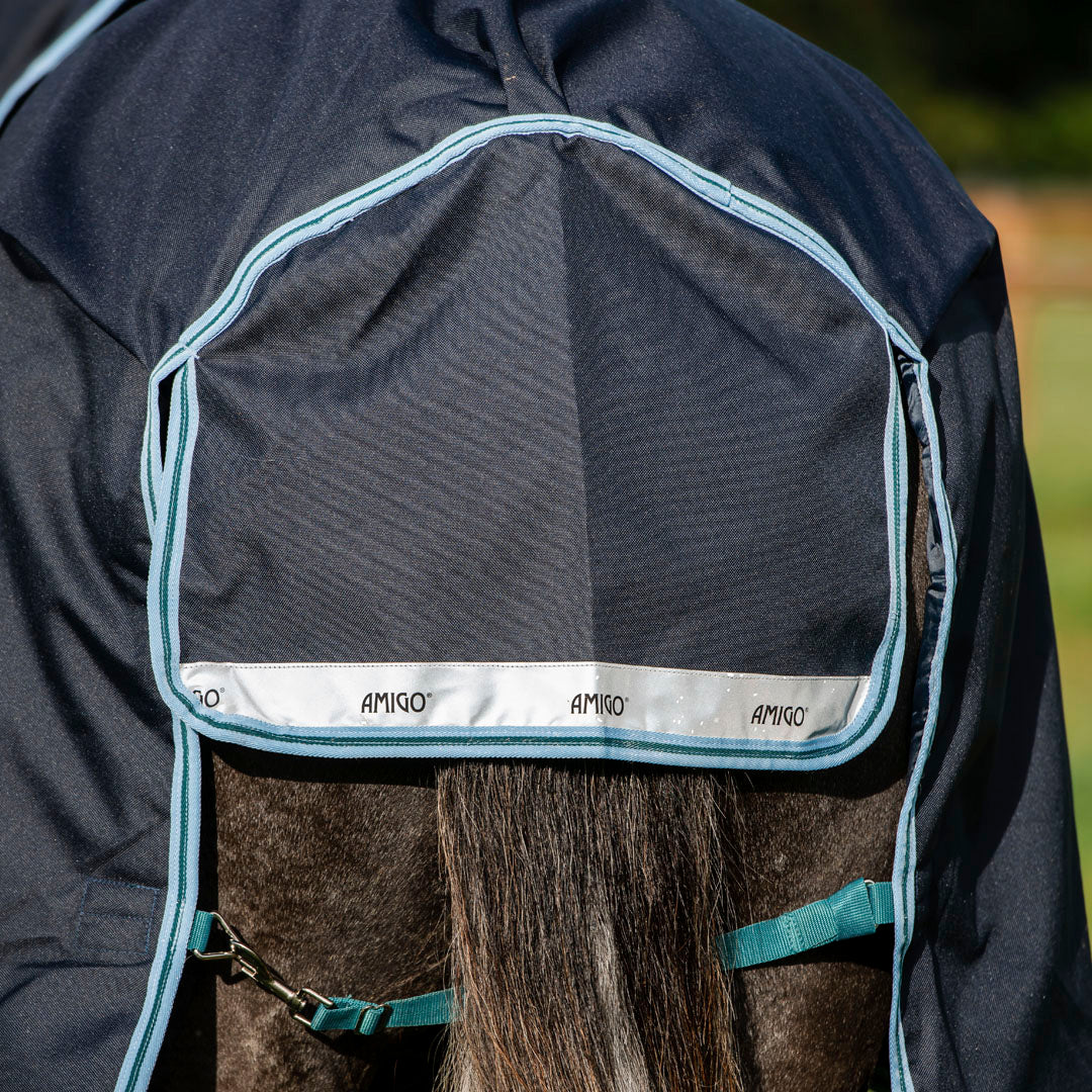 Horseware Ireland Amigo Bravo 12 Plus 250g Medium Turnout Rug #colour_navy-aqua-turquoise