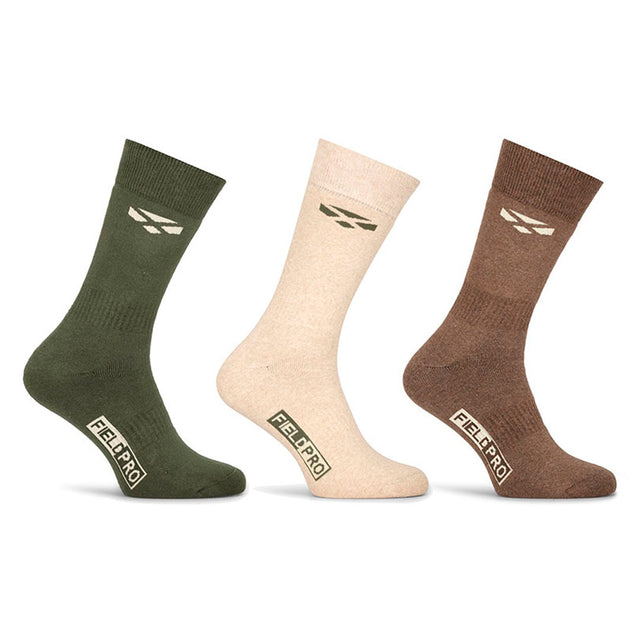 Hoggs of Fife Field Pro Country Socks - Pack of 3 #colour_olive-oatmeal-brown