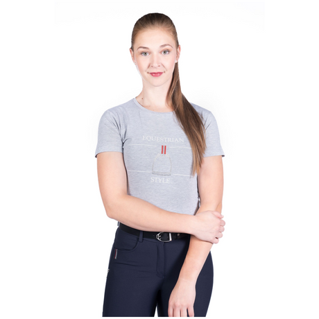 HKM Equine Sports Style T-Shirt #colour_grey-mottled